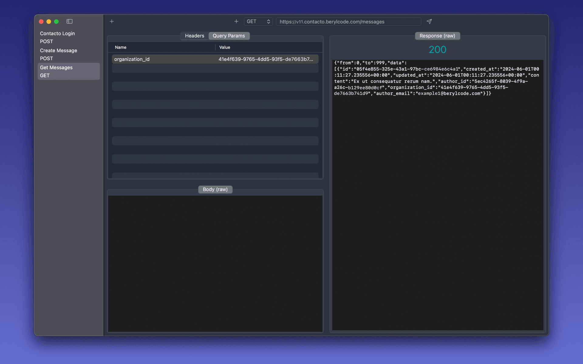 Requesto ejecutándose  en macOS