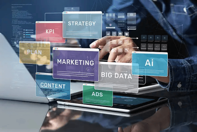 Person analyzing data on a laptop