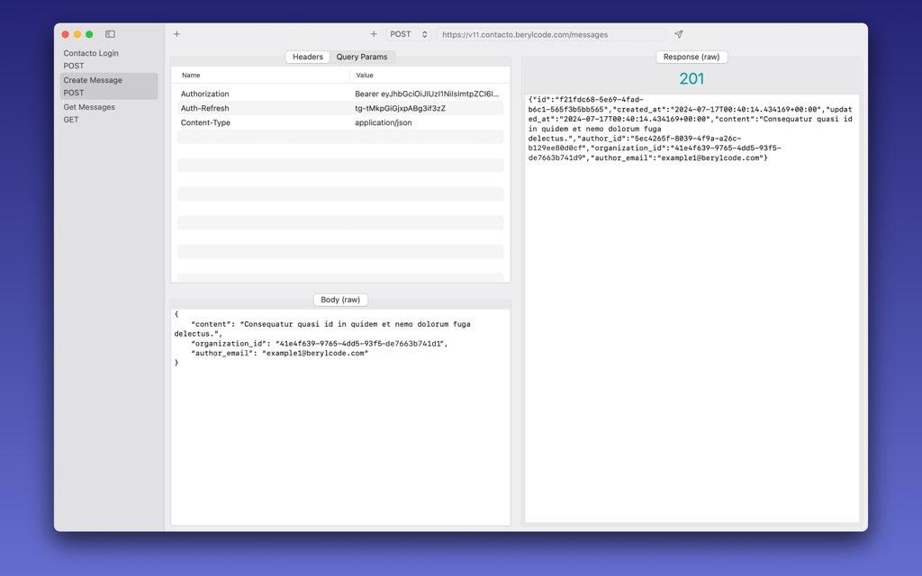 Entrada y respuesta en crudo en Requesto