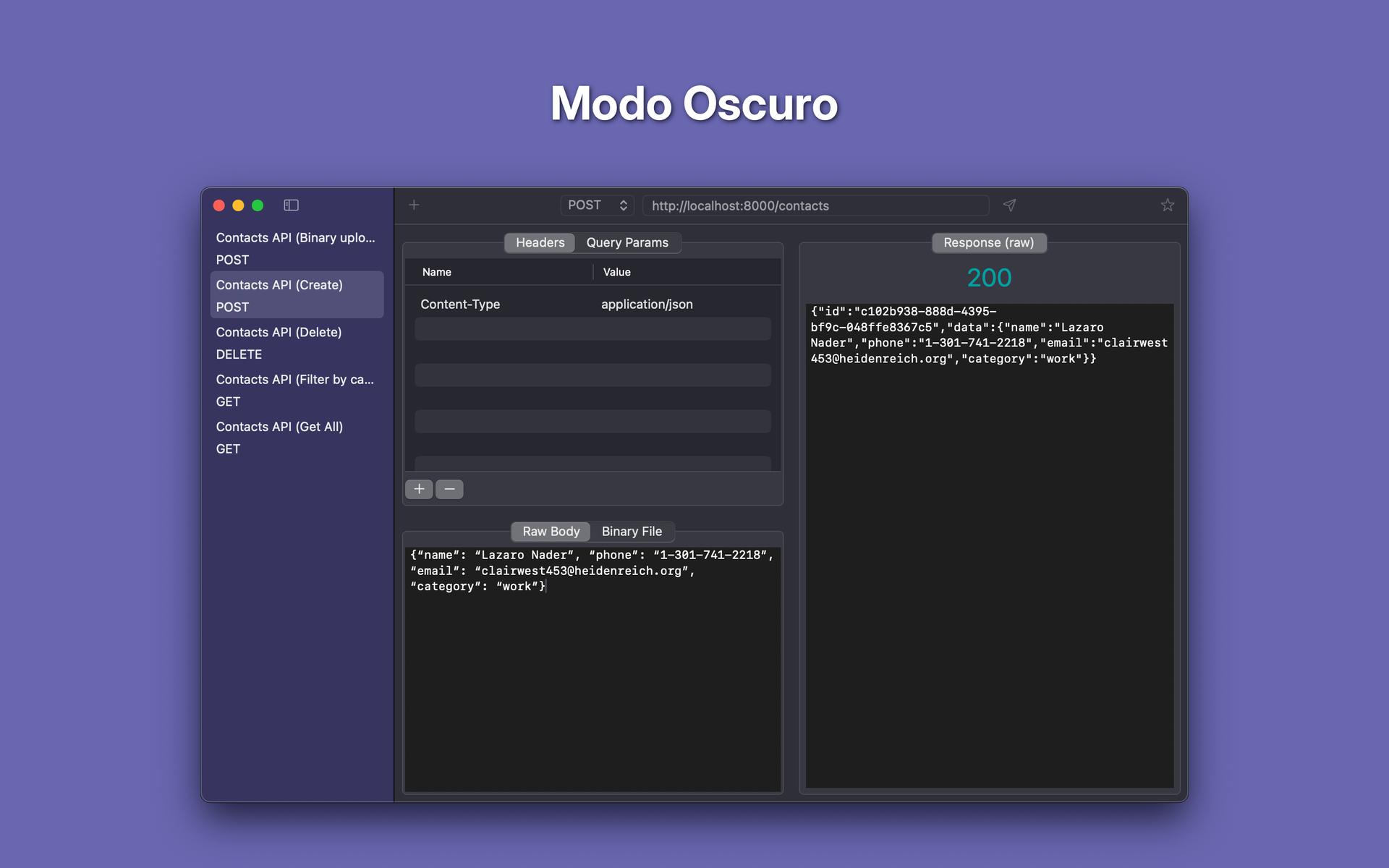 Requesto v1.1.0 en modo oscuro