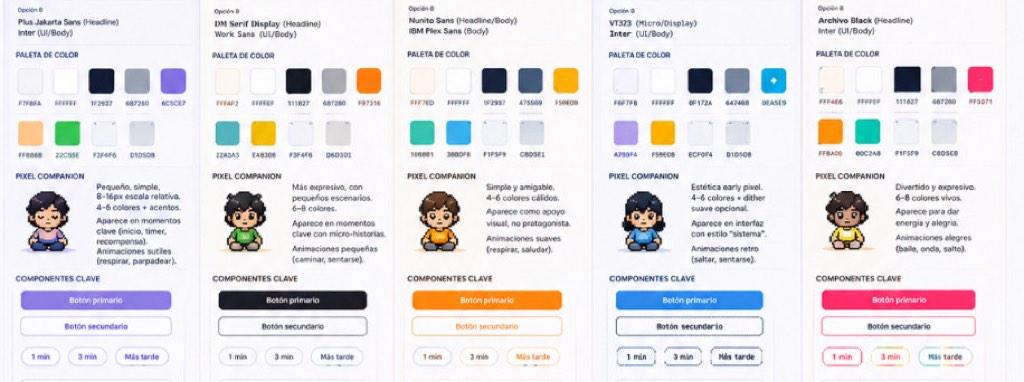 BRBito visual explorations featuring color palettes, characters, and buttons.