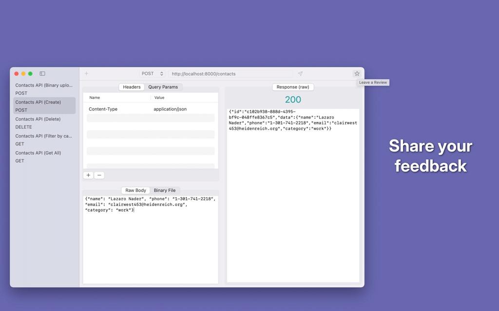 Your feedback help us improving Requesto