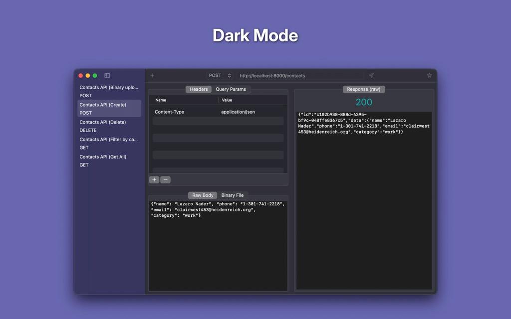 Requesto v1.1.0 dark mode