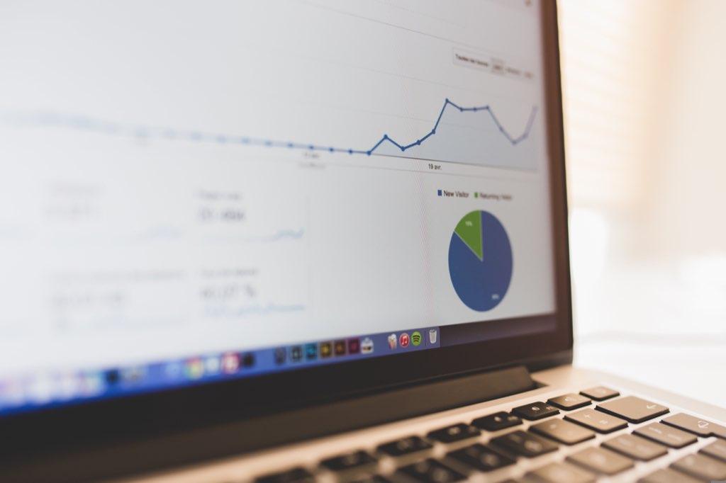 Laptop displaying website analytics